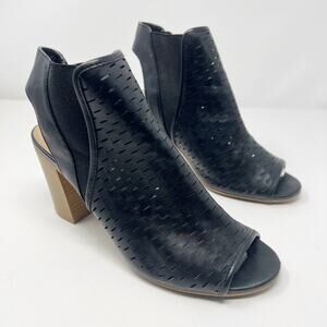 Charlotte Russe Faux Leather Peep Toe Heel Ankle Boots Size 9